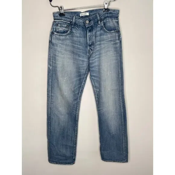 Moussy Vintage Selvedge Paint Splatter High Waisted Button Fly Straight Jeans 28 - Picture 2 of 13